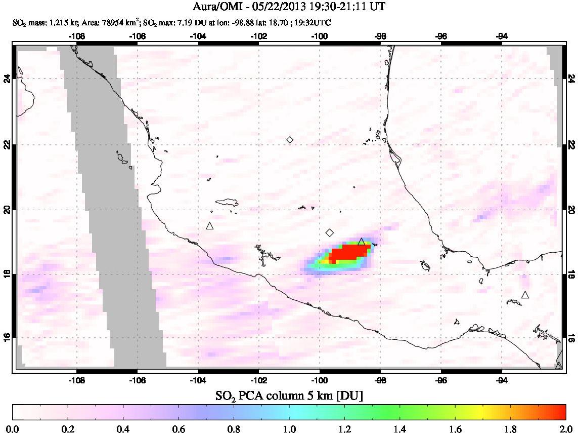 A sulfur dioxide image over Mexico on May 22, 2013.