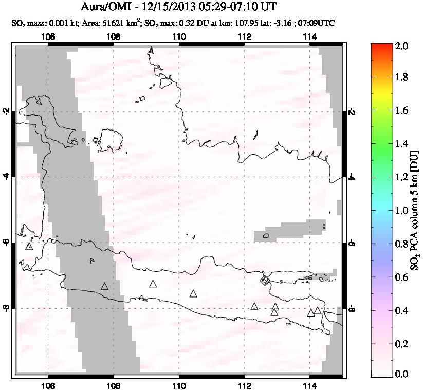 A sulfur dioxide image over Java, Indonesia on Dec 15, 2013.