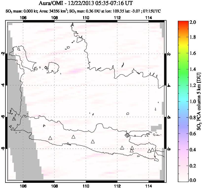 A sulfur dioxide image over Java, Indonesia on Dec 22, 2013.