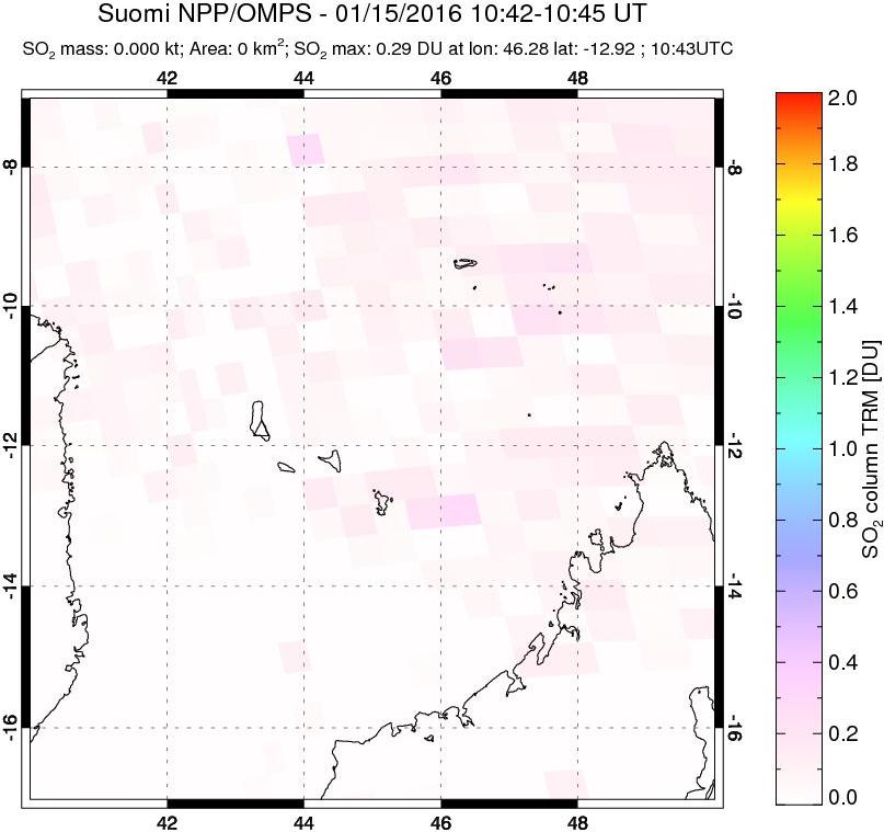 A sulfur dioxide image over Comoro Islands on Jan 15, 2016.
