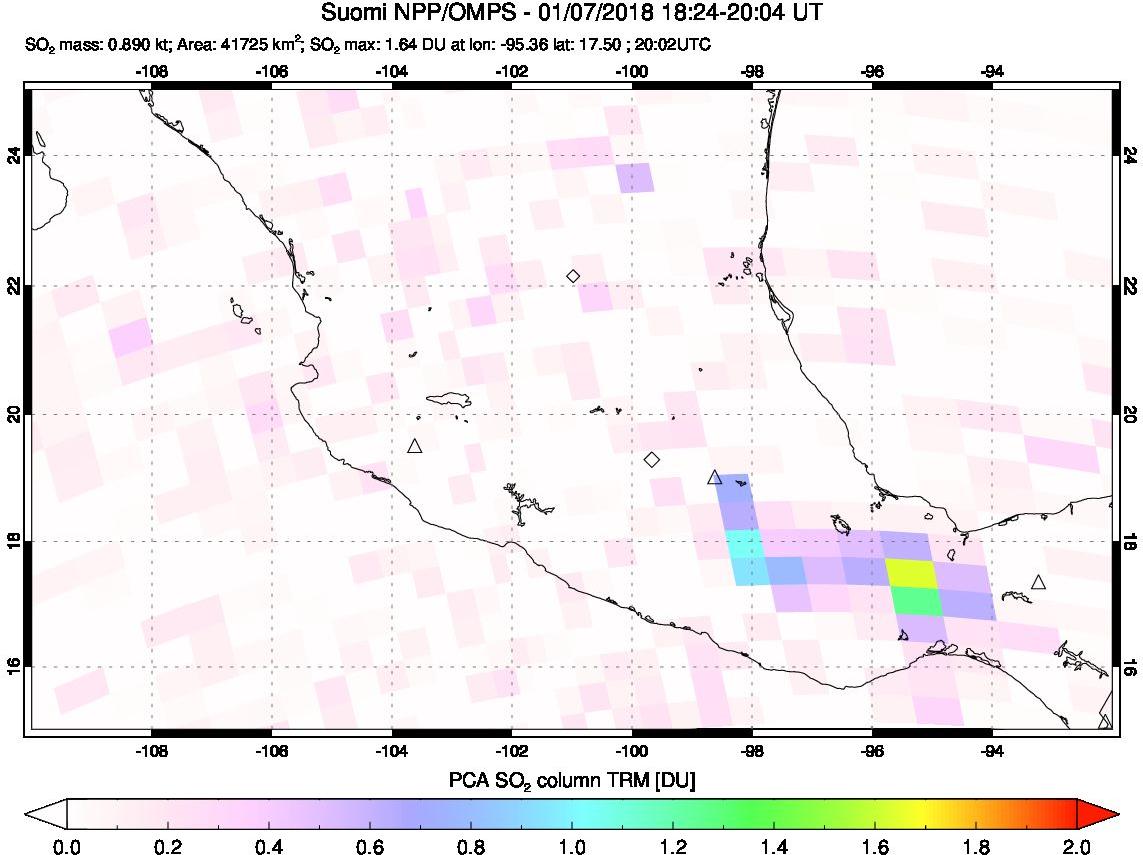 A sulfur dioxide image over Mexico on Jan 07, 2018.