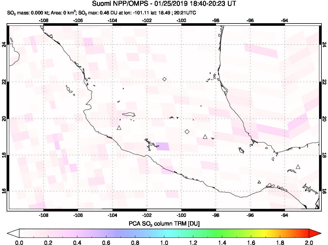 A sulfur dioxide image over Mexico on Jan 25, 2019.