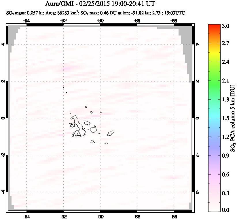 A sulfur dioxide image over Galápagos Islands on Feb 25, 2015.