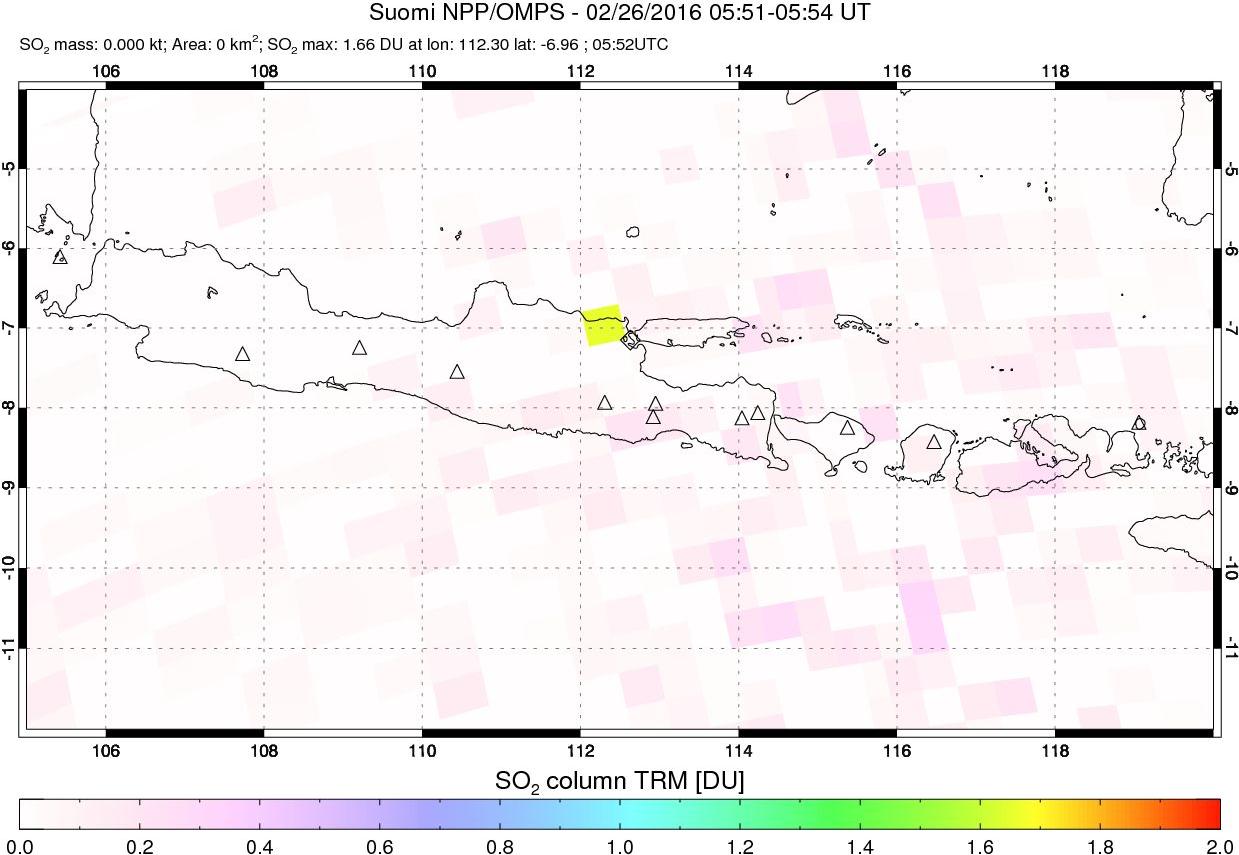 A sulfur dioxide image over Java, Indonesia on Feb 26, 2016.