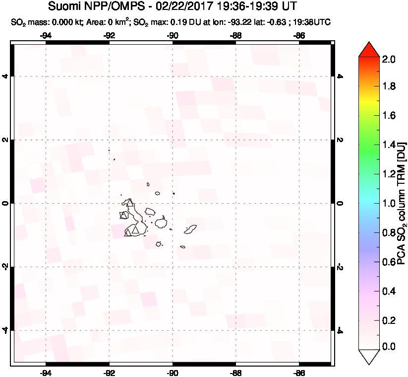 A sulfur dioxide image over Galápagos Islands on Feb 22, 2017.