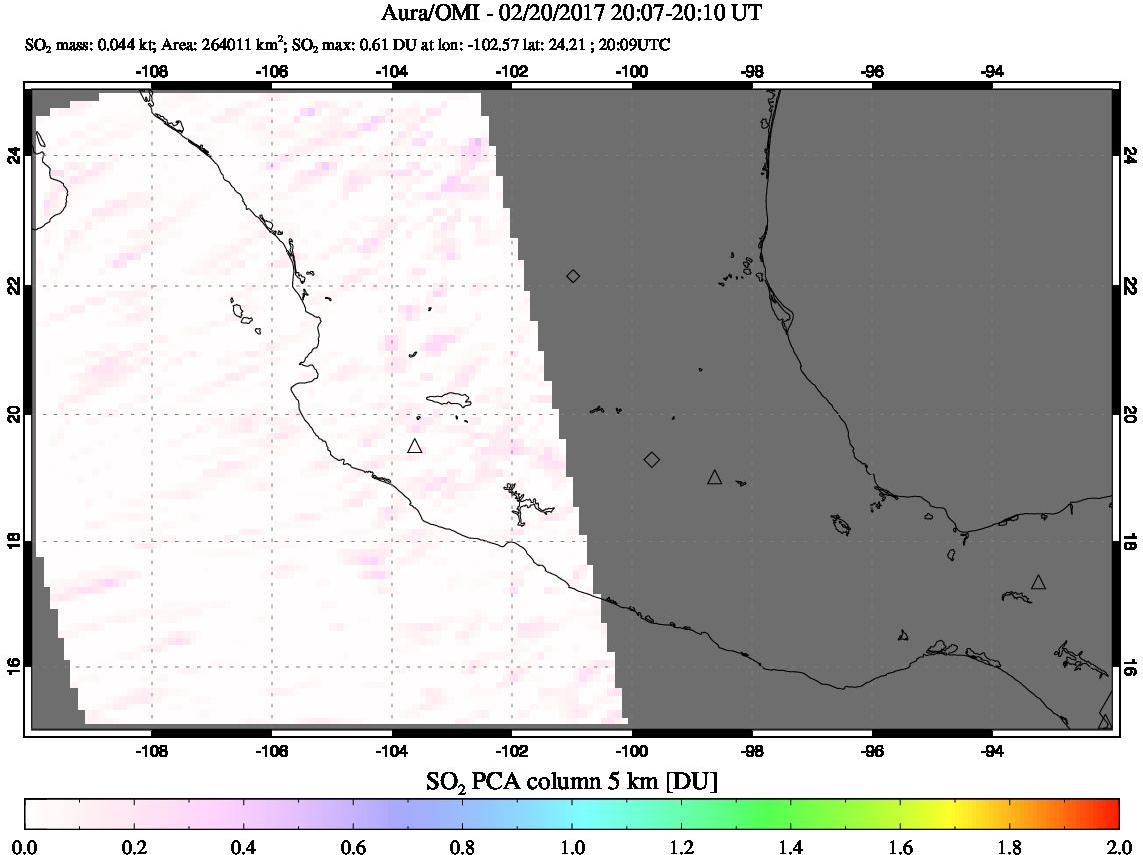 A sulfur dioxide image over Mexico on Feb 20, 2017.