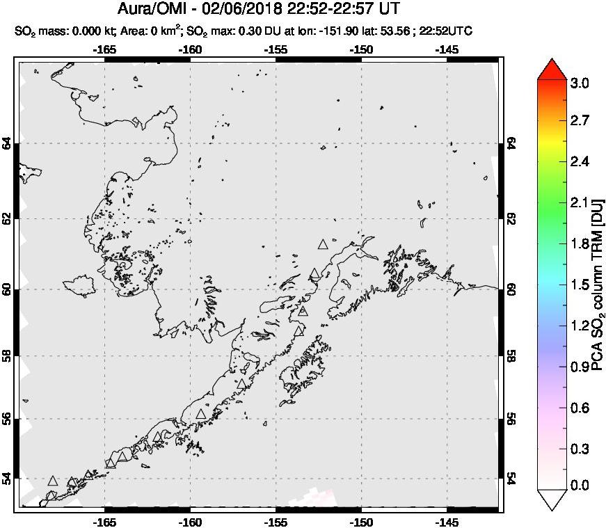 A sulfur dioxide image over Alaska, USA on Feb 06, 2018.