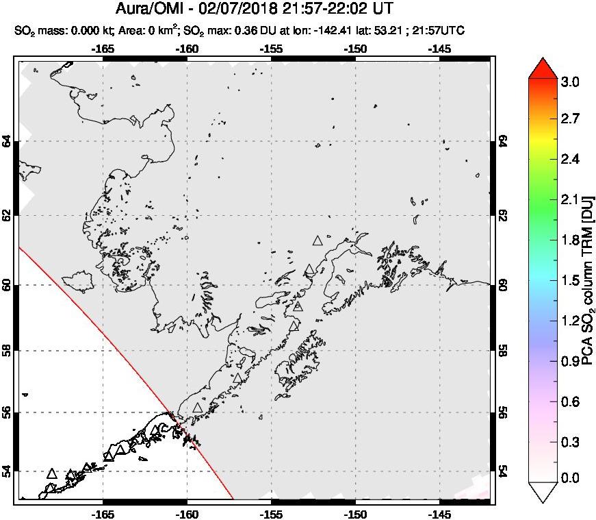 A sulfur dioxide image over Alaska, USA on Feb 07, 2018.