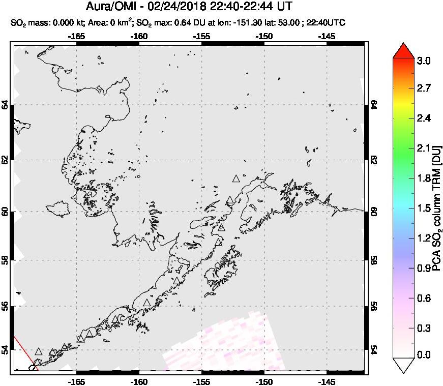 A sulfur dioxide image over Alaska, USA on Feb 24, 2018.