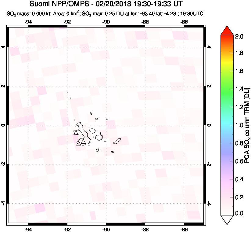 A sulfur dioxide image over Galápagos Islands on Feb 20, 2018.