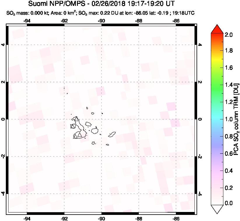 A sulfur dioxide image over Galápagos Islands on Feb 26, 2018.