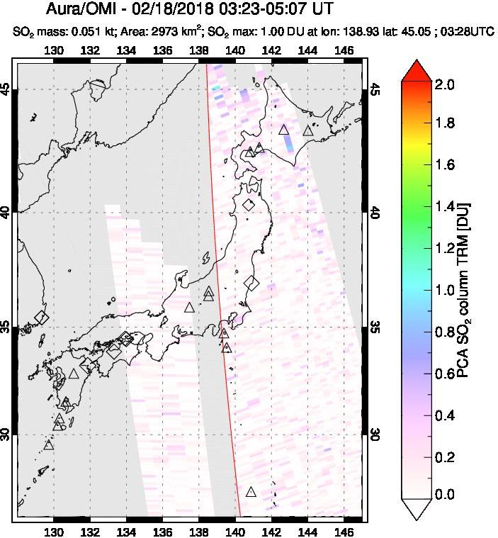 A sulfur dioxide image over Japan on Feb 18, 2018.