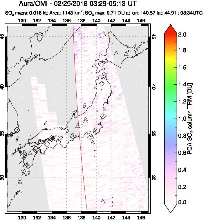 A sulfur dioxide image over Japan on Feb 25, 2018.