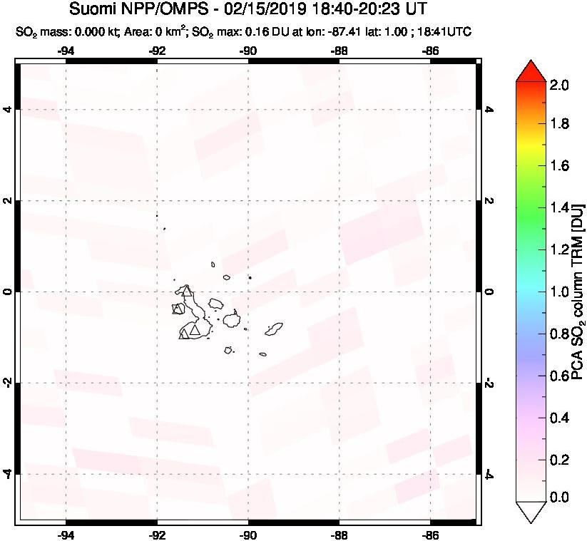 A sulfur dioxide image over Galápagos Islands on Feb 15, 2019.