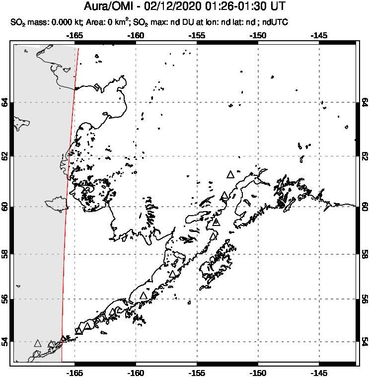 A sulfur dioxide image over Alaska, USA on Feb 12, 2020.
