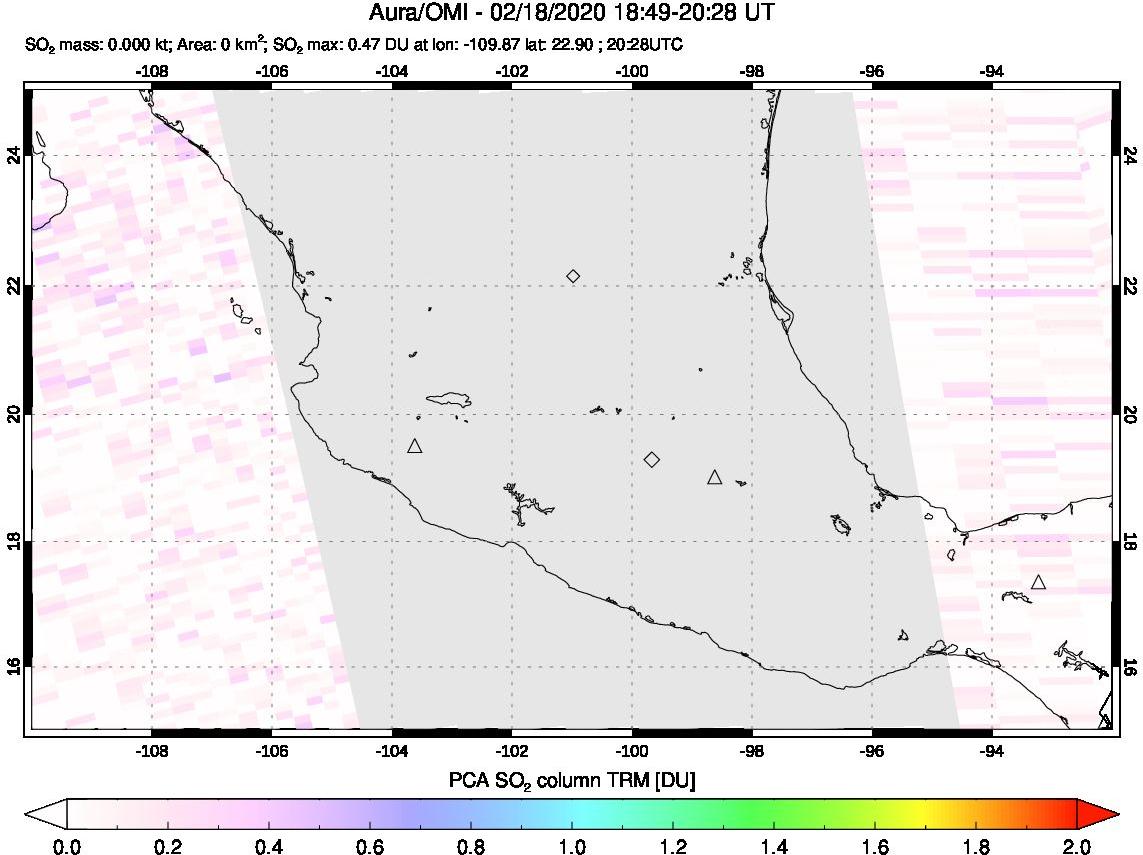 A sulfur dioxide image over Mexico on Feb 18, 2020.