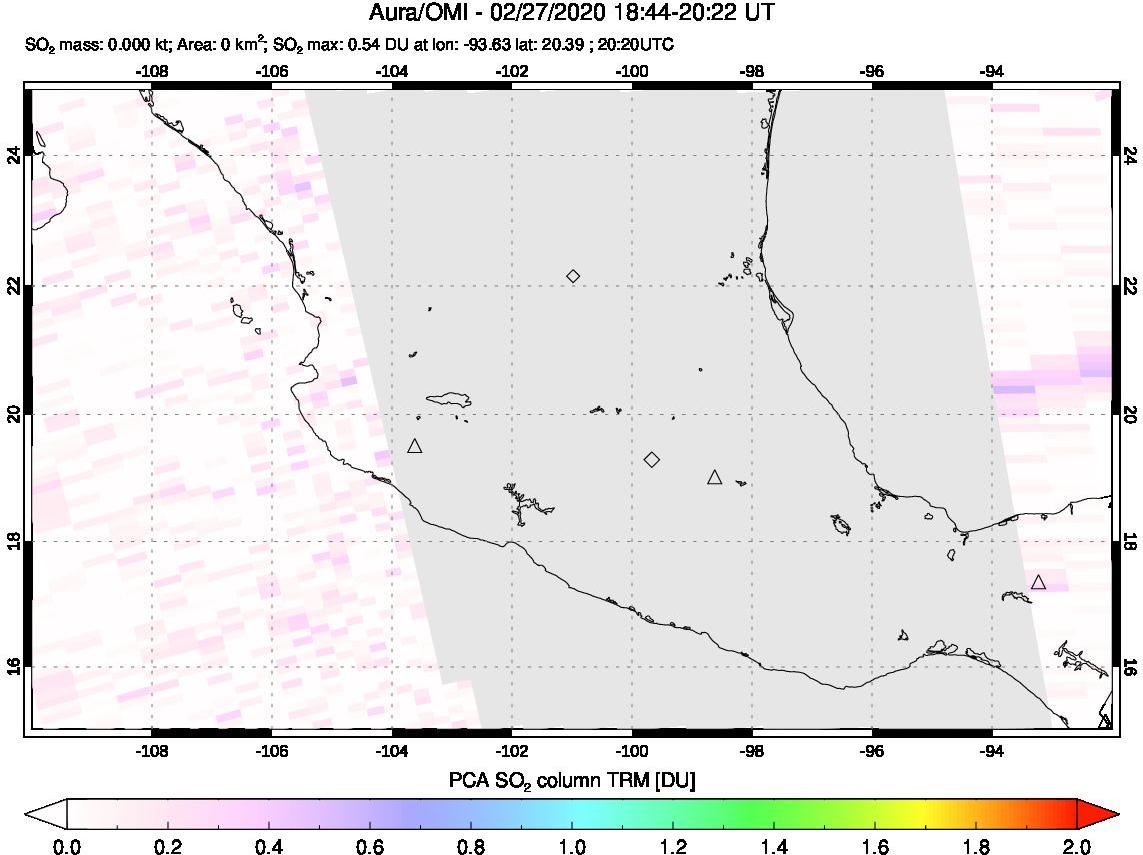 A sulfur dioxide image over Mexico on Feb 27, 2020.