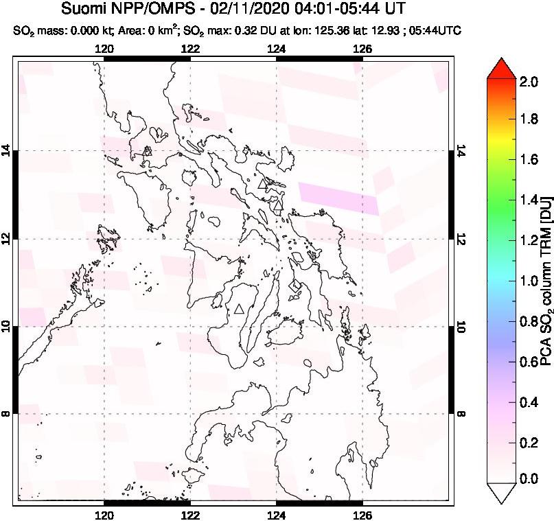 A sulfur dioxide image over Philippines on Feb 11, 2020.