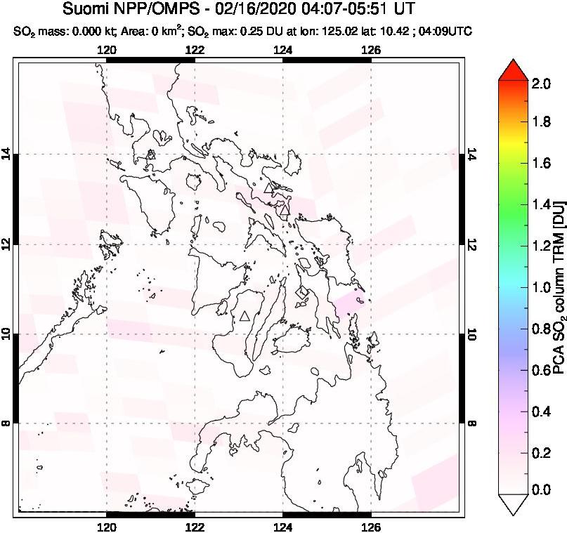 A sulfur dioxide image over Philippines on Feb 16, 2020.