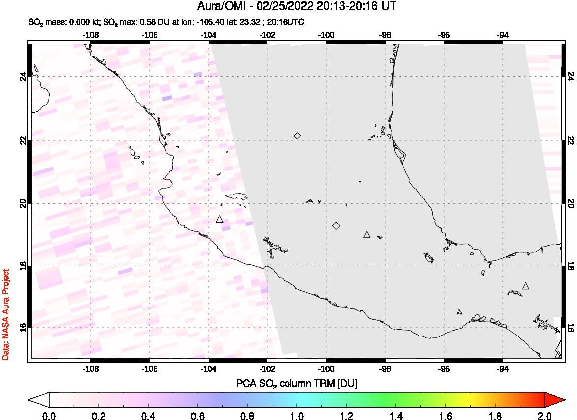 A sulfur dioxide image over Mexico on Feb 25, 2022.