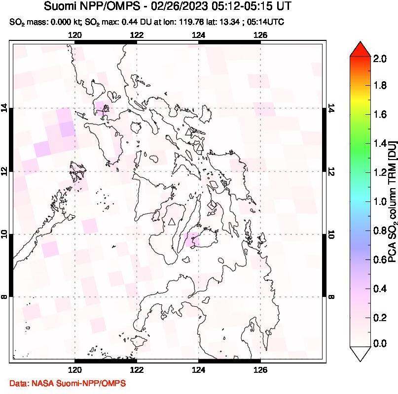 A sulfur dioxide image over Philippines on Feb 26, 2023.
