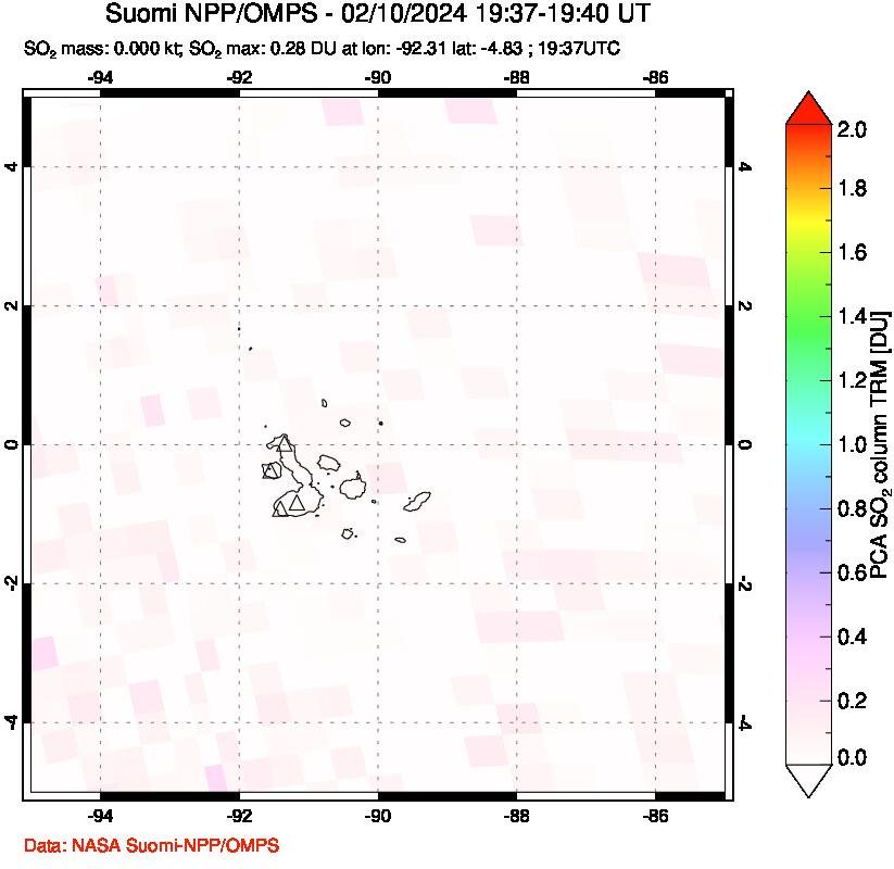 A sulfur dioxide image over Galápagos Islands on Feb 10, 2024.