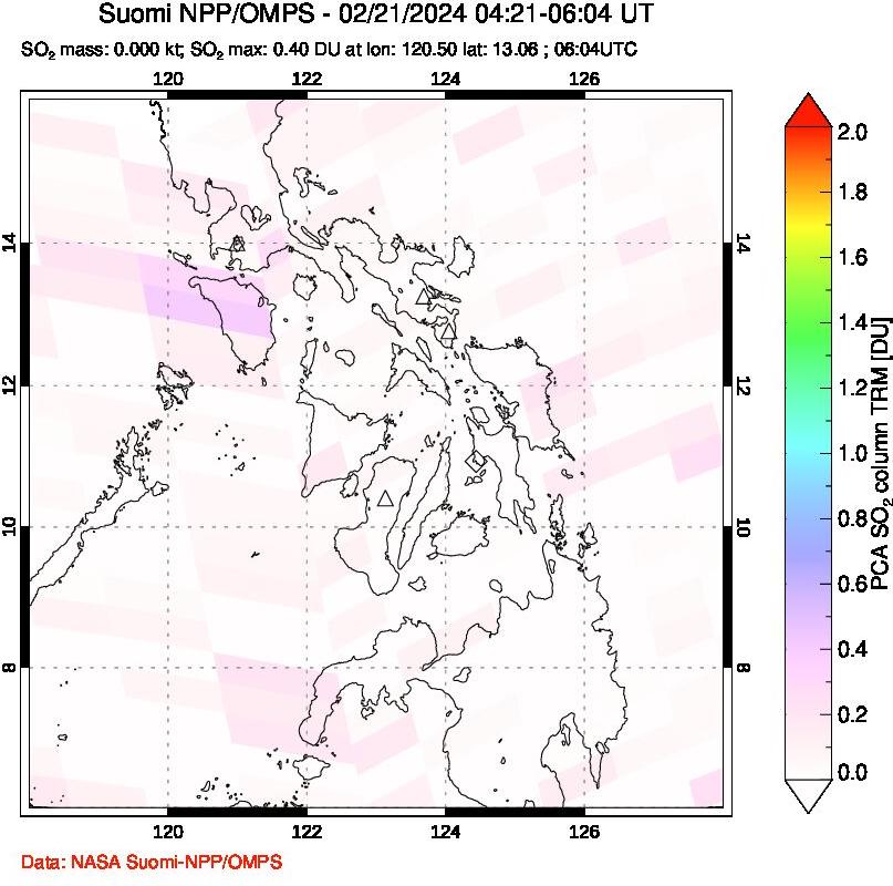 A sulfur dioxide image over Philippines on Feb 21, 2024.