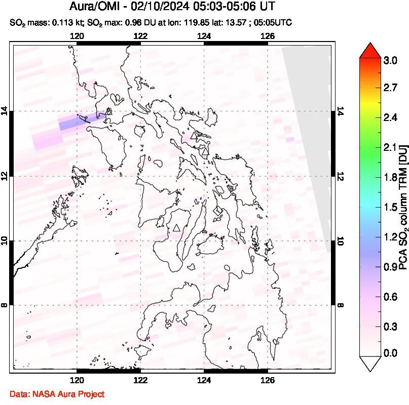 A sulfur dioxide image over Philippines on Feb 10, 2024.
