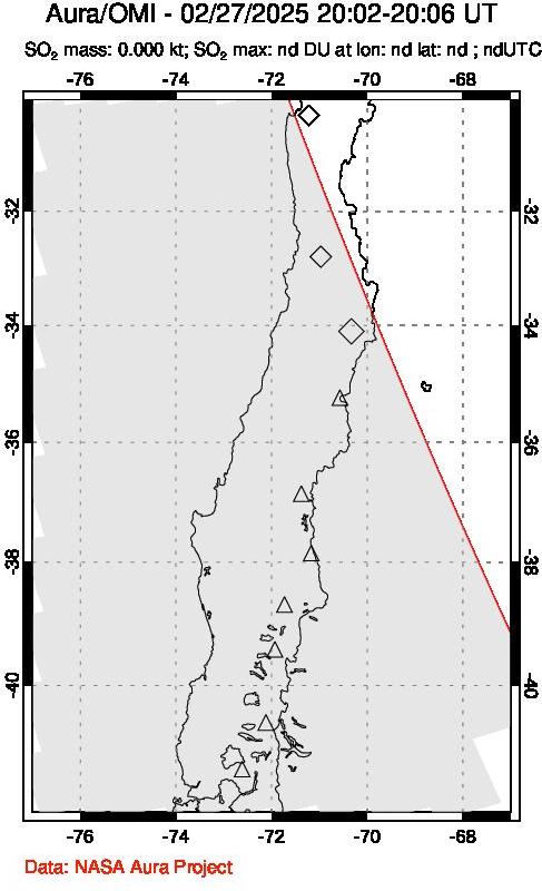 A sulfur dioxide image over Central Chile on Feb 27, 2025.