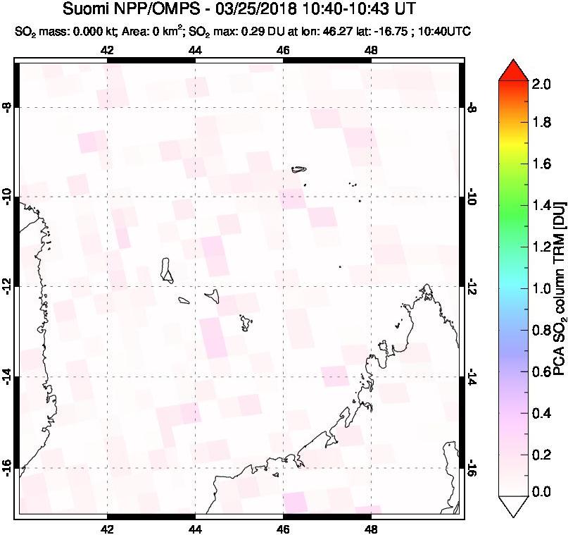 A sulfur dioxide image over Comoro Islands on Mar 25, 2018.