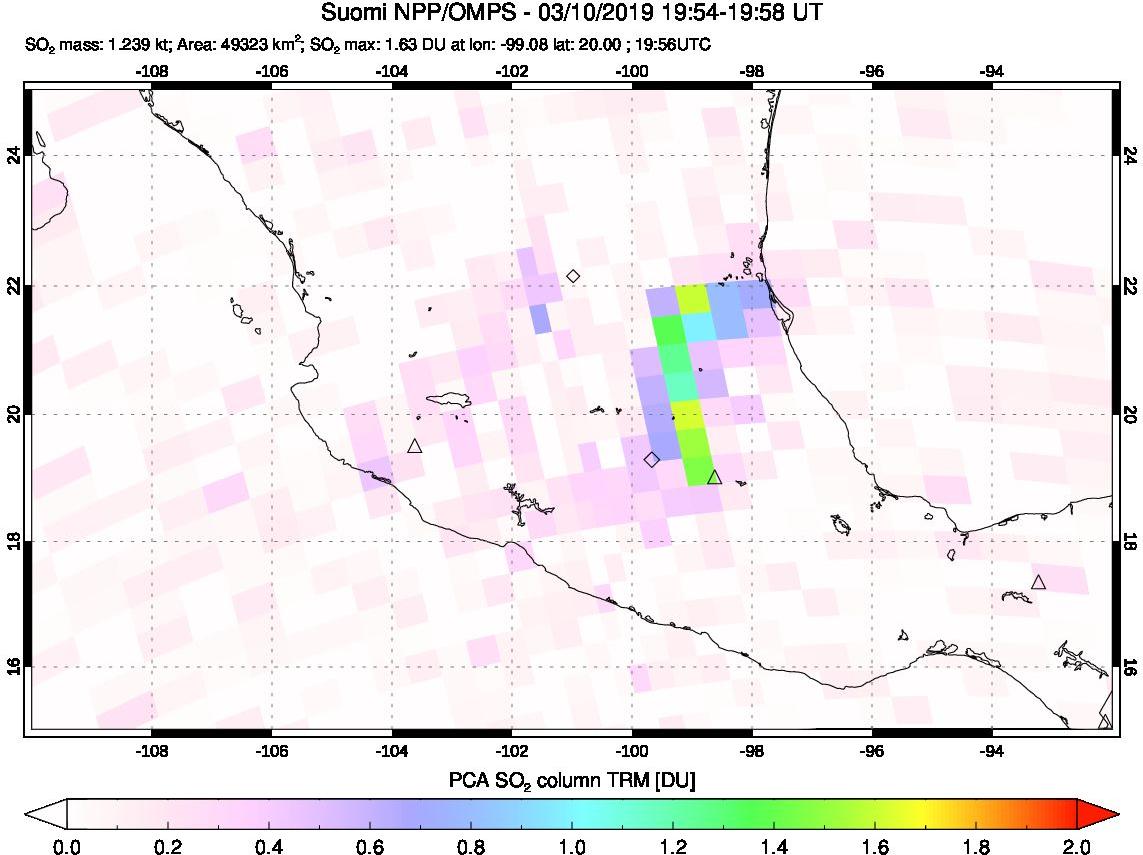 A sulfur dioxide image over Mexico on Mar 10, 2019.