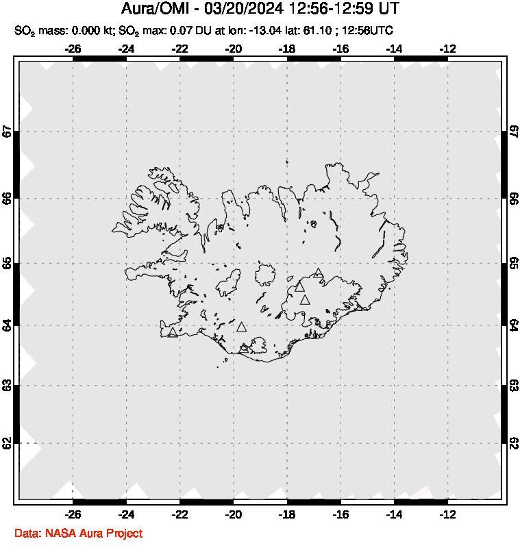 A sulfur dioxide image over Iceland on Mar 20, 2024.