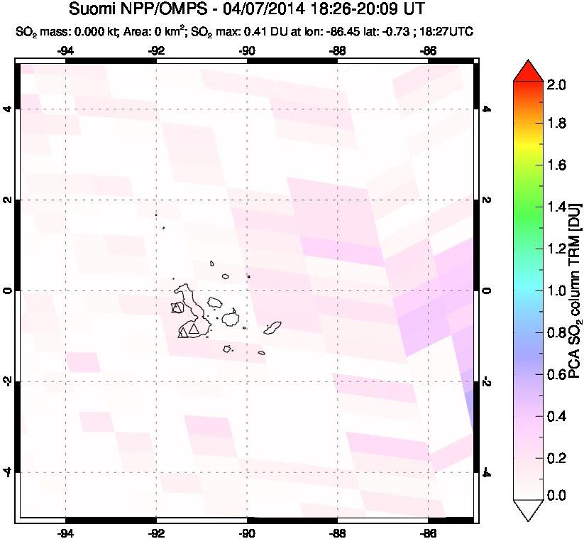 A sulfur dioxide image over Gal&aacute;pagos Islands on Apr 07, 2014.