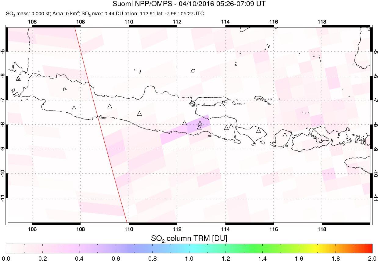 A sulfur dioxide image over Java, Indonesia on Apr 10, 2016.