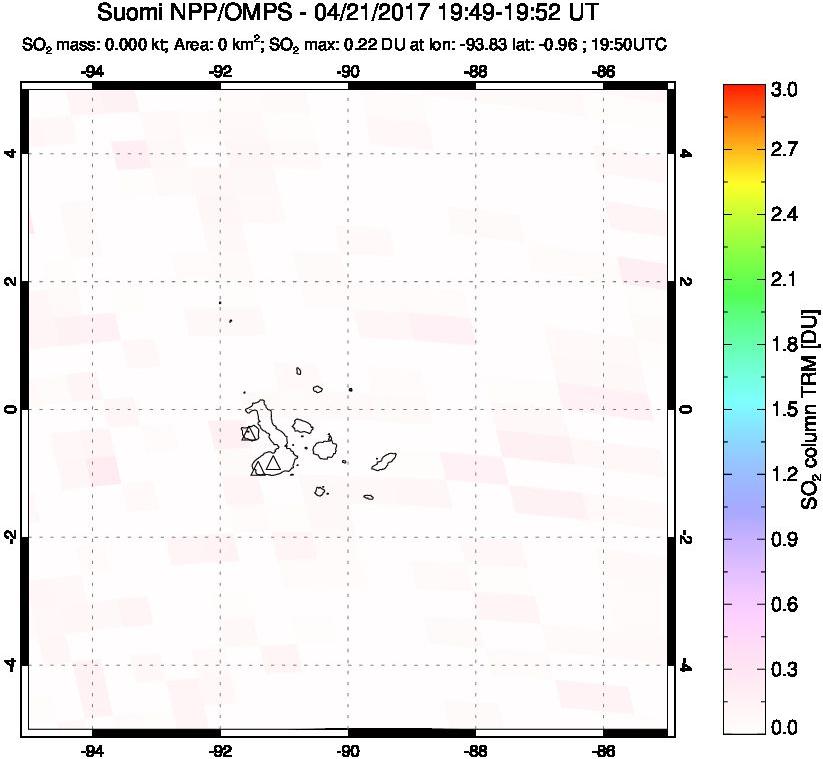 A sulfur dioxide image over Galápagos Islands on Apr 21, 2017.