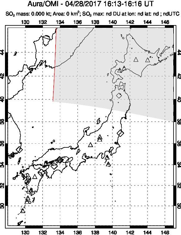 A sulfur dioxide image over Japan on Apr 28, 2017.