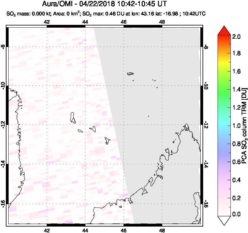 A sulfur dioxide image over Comoro Islands on Apr 22, 2018.