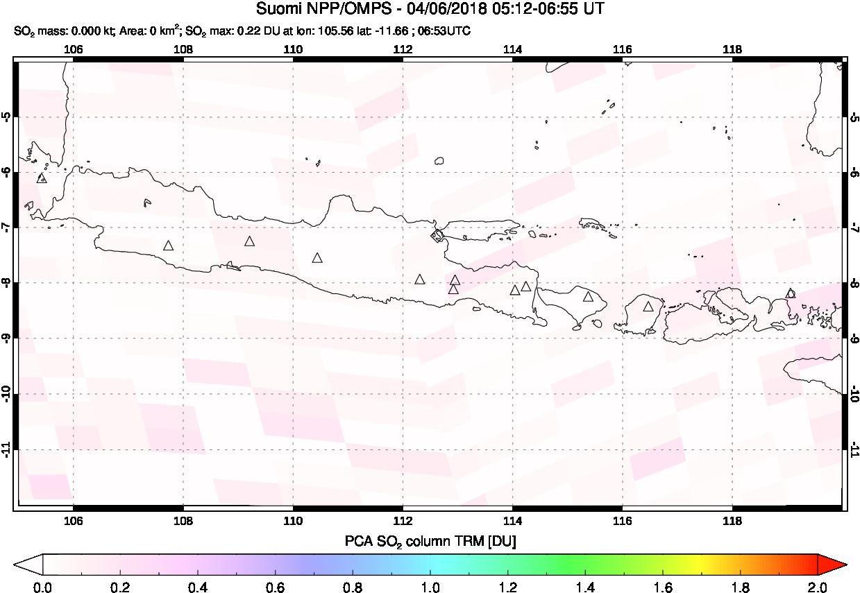 A sulfur dioxide image over Java, Indonesia on Apr 06, 2018.