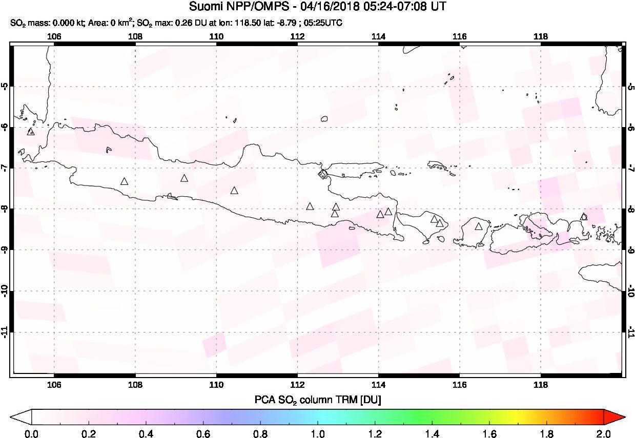 A sulfur dioxide image over Java, Indonesia on Apr 16, 2018.