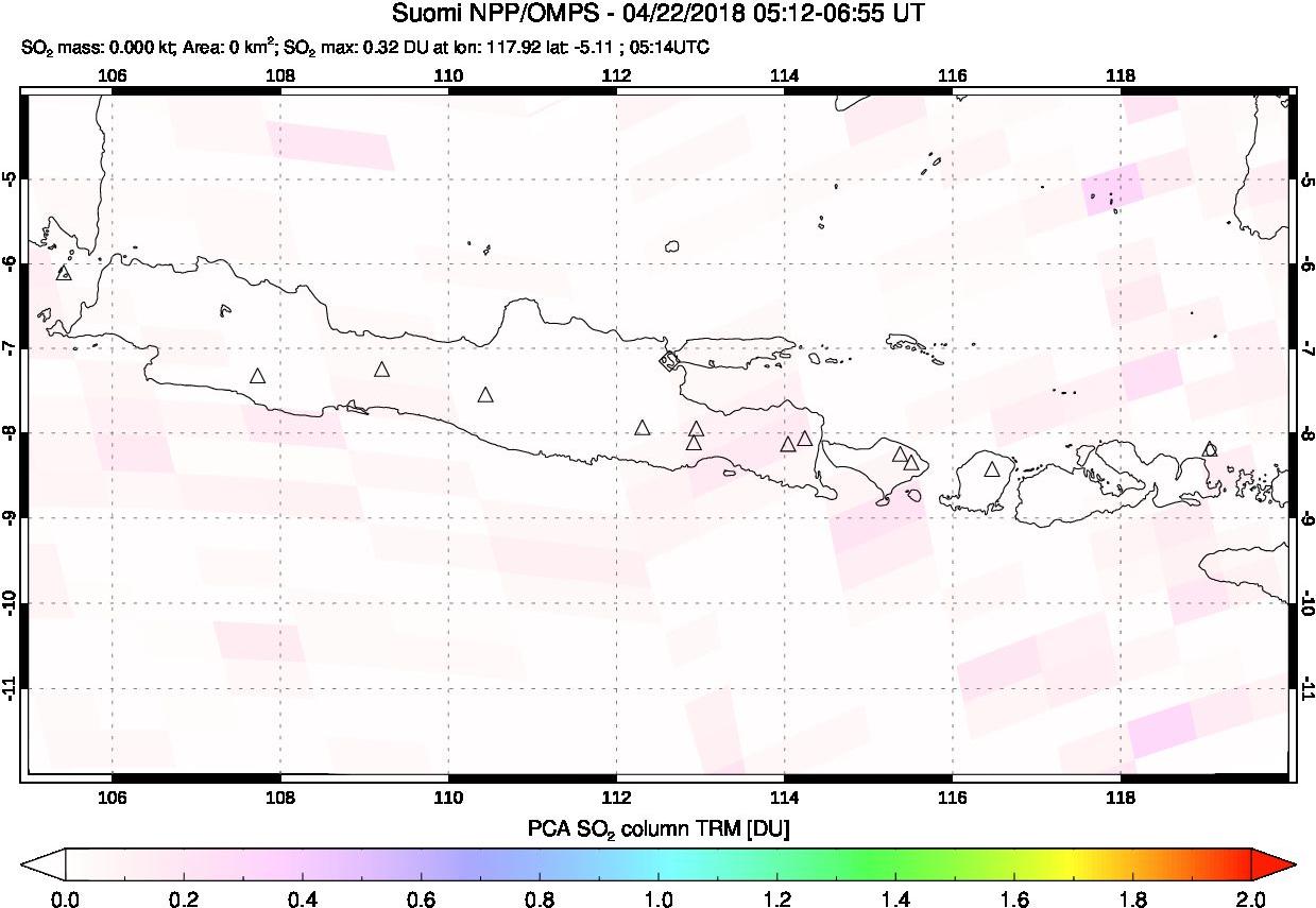 A sulfur dioxide image over Java, Indonesia on Apr 22, 2018.
