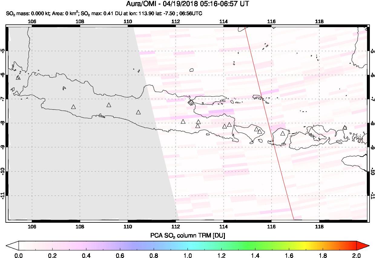 A sulfur dioxide image over Java, Indonesia on Apr 19, 2018.