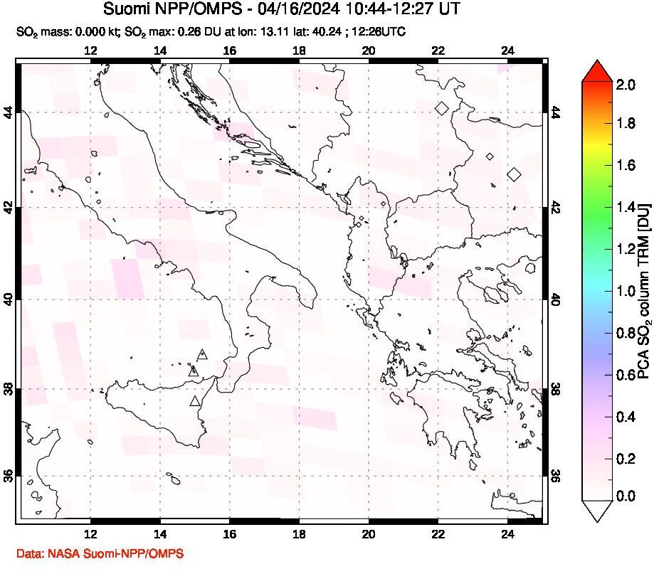 A sulfur dioxide image over Etna, Sicily, Italy on Apr 16, 2024.