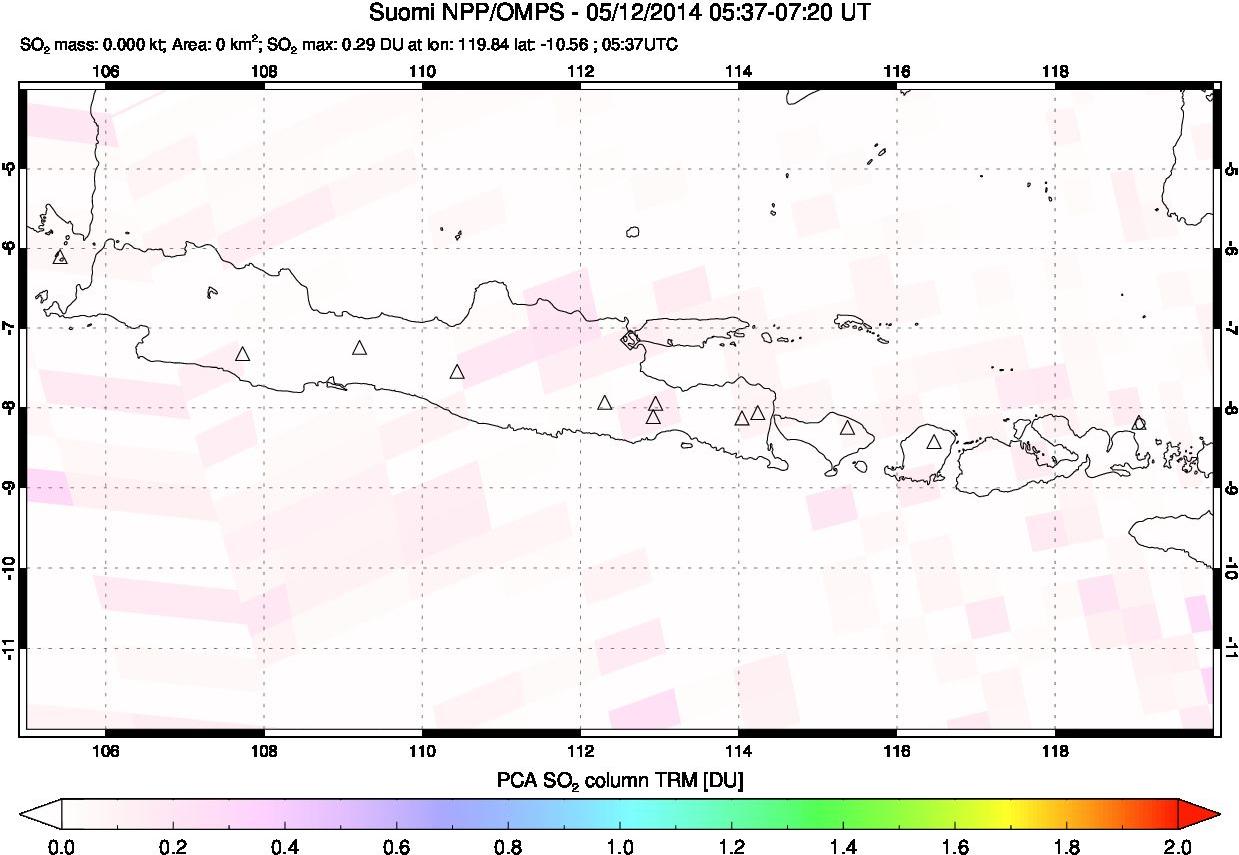 A sulfur dioxide image over Java, Indonesia on May 12, 2014.