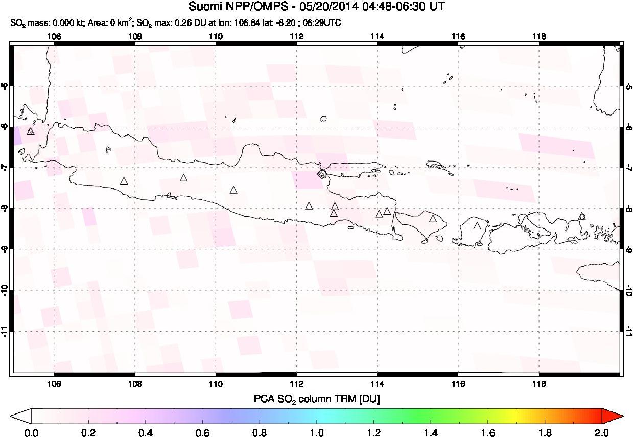 A sulfur dioxide image over Java, Indonesia on May 20, 2014.