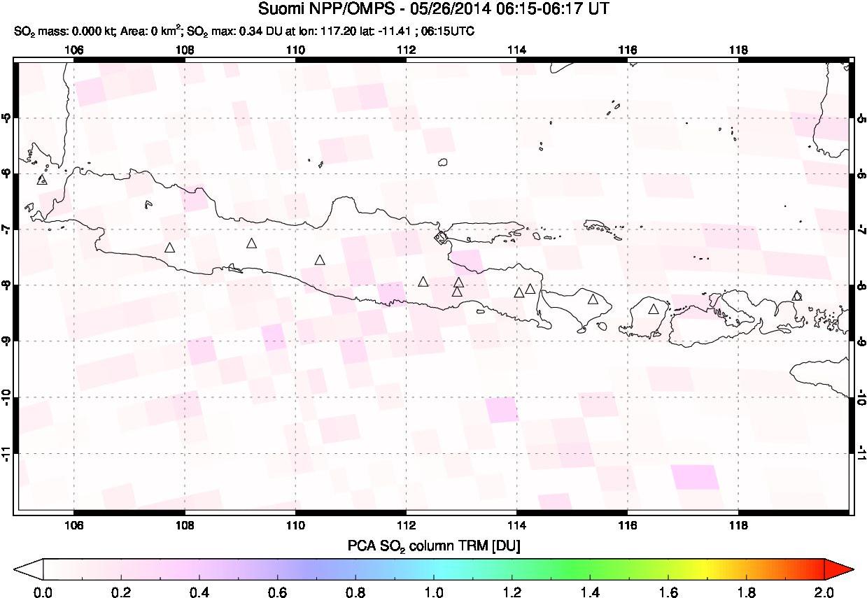 A sulfur dioxide image over Java, Indonesia on May 26, 2014.