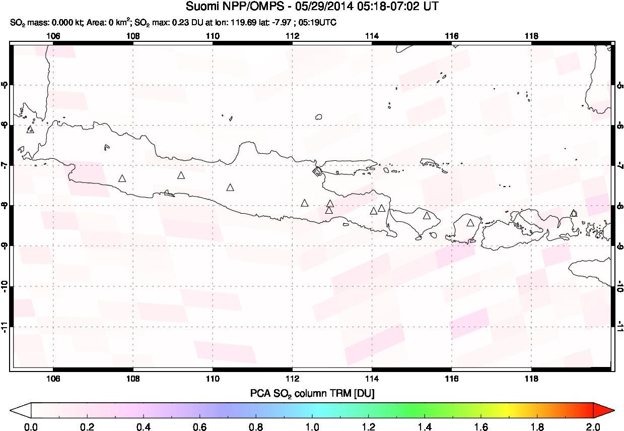 A sulfur dioxide image over Java, Indonesia on May 29, 2014.