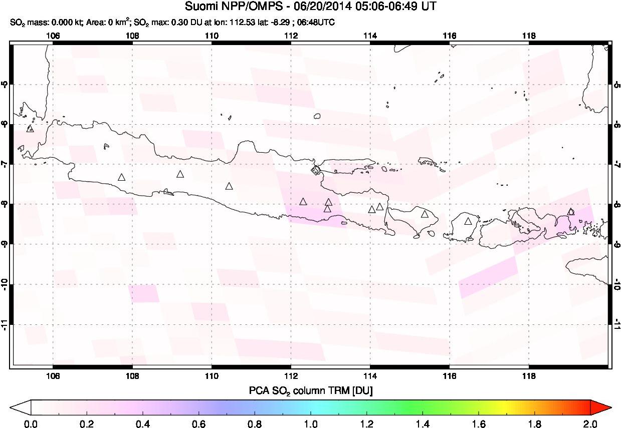 A sulfur dioxide image over Java, Indonesia on Jun 20, 2014.