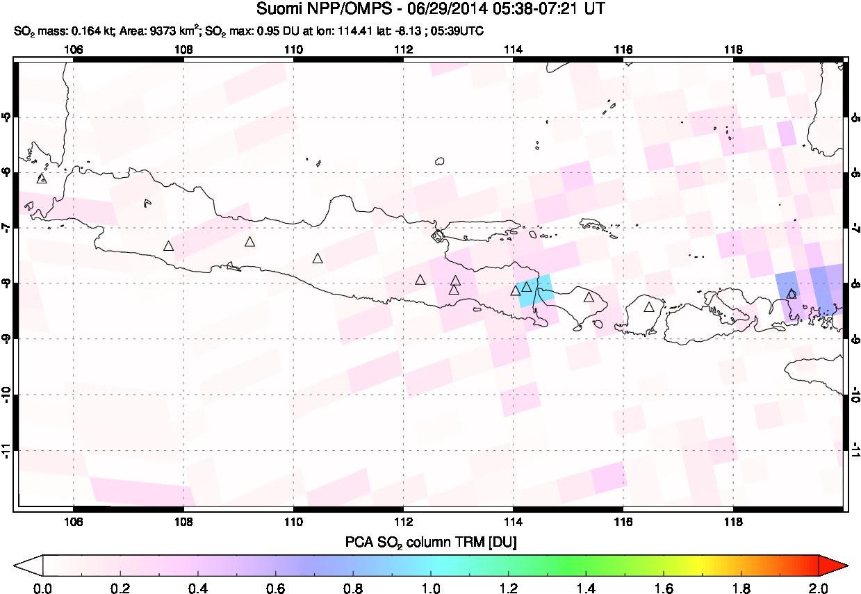A sulfur dioxide image over Java, Indonesia on Jun 29, 2014.