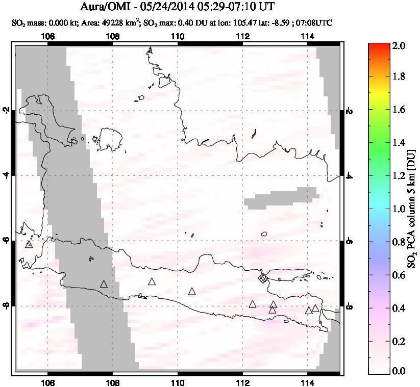 A sulfur dioxide image over Java, Indonesia on May 24, 2014.
