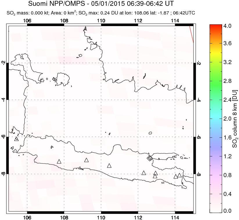 A sulfur dioxide image over Java, Indonesia on May 01, 2015.